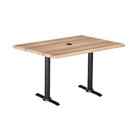 Holland Bar Stool Co Two 36" Tall OD211EB Black Table Bases a 22" a 30"x48" Natural Top Umbrella Hole OD211EB-36BWOD3048NatU